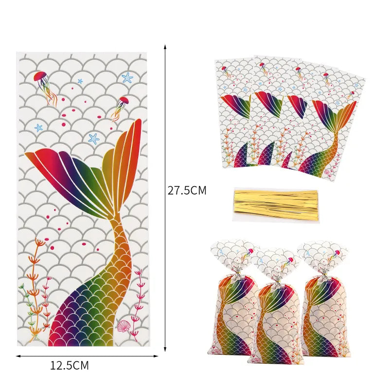 cute mermaid plastic food packaging bag