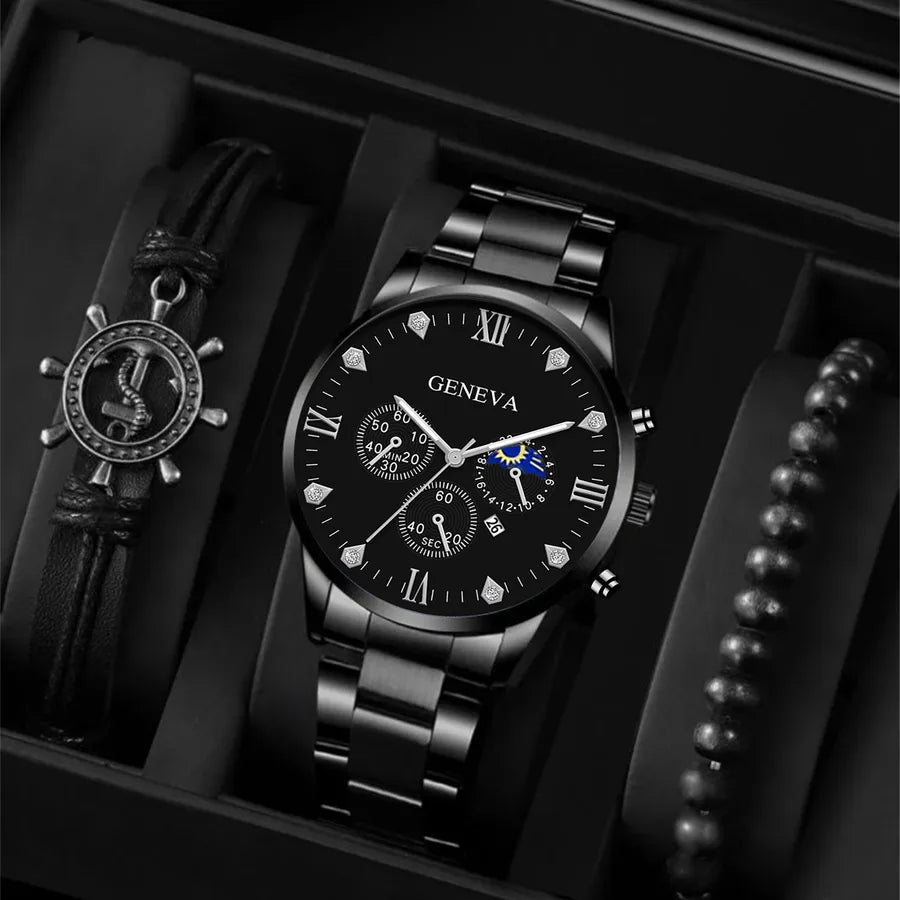 Fashion men's quartz watch bracelet set