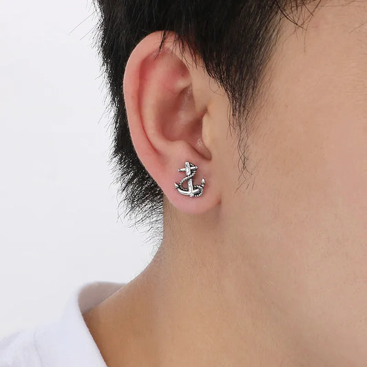 1 Pair Simple Style Anchor 304 Stainless Steel 18K Gold Plated Ear Studs