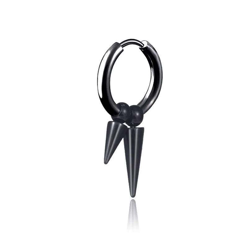 fashion stainless steel tassel single point cone earrings single