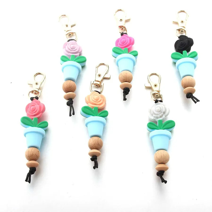 Sweet Flower Silica Gel Women's Bag Pendant Keychain