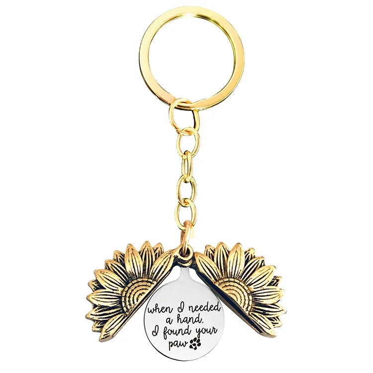 1 piece retro letter plant flowers metal plating keychain