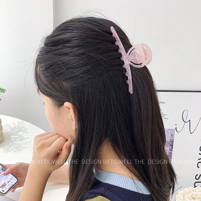Large Size Original Design Hollow Floral Hair Clip Versatile Shark Hair Clamp Acetate Board Hair Clip Fashionable Women's Accessory