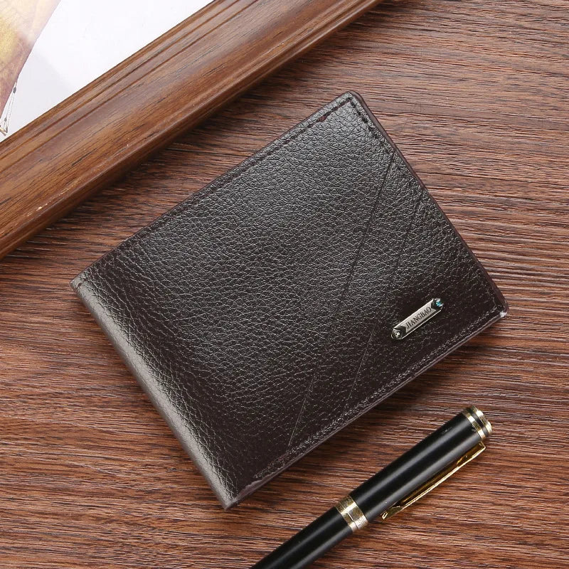 men's solid color pvc flip cover wallets