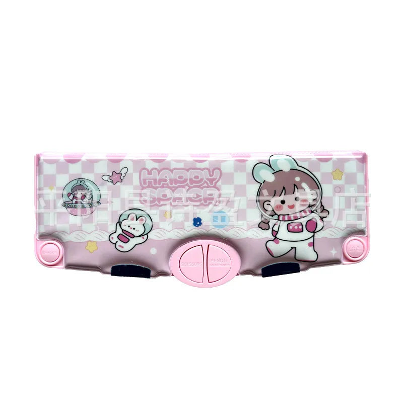 Large Capacity Double Layer Children's Pencil Case Cute New Plastic Stationery Box For Boys Girls School Office Supplies