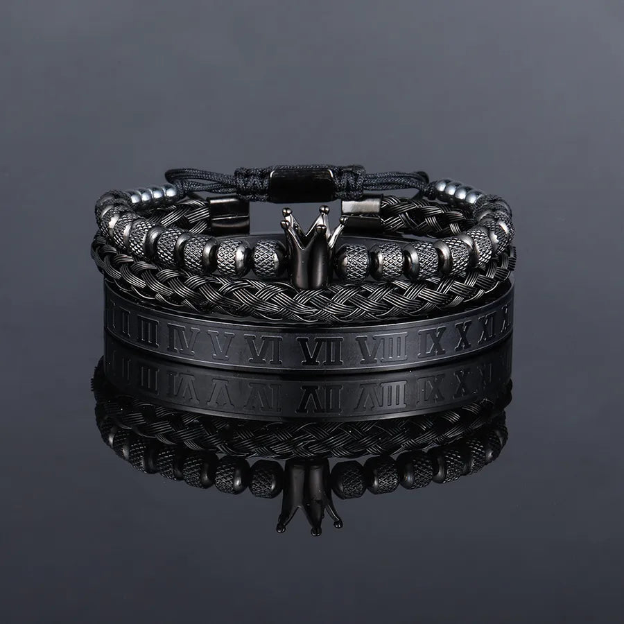 punk crown stainless steel bracelets bangle