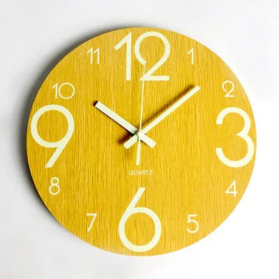 Retro Round Wood pendant Wall Clock Artificial Decorations