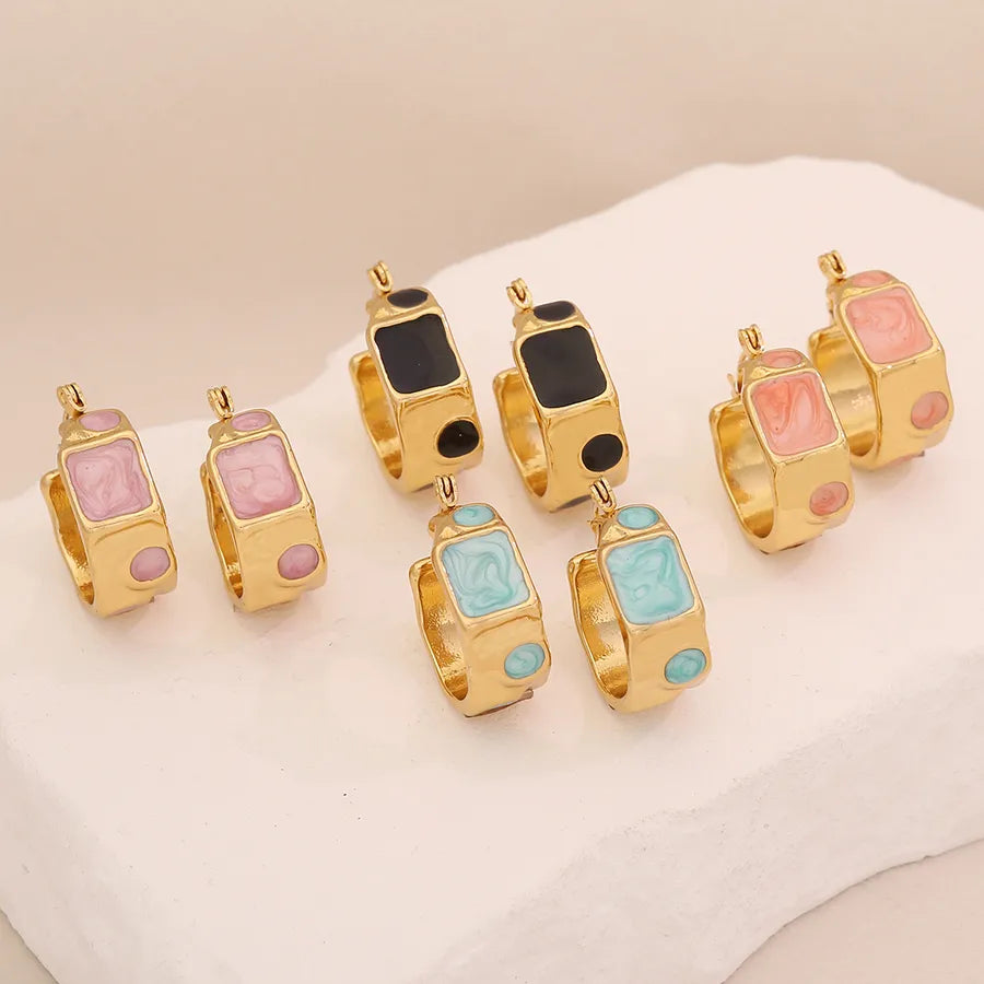 1 Piece Elegant Glam Romantic Geometric Square 304 Stainless Steel Earrings