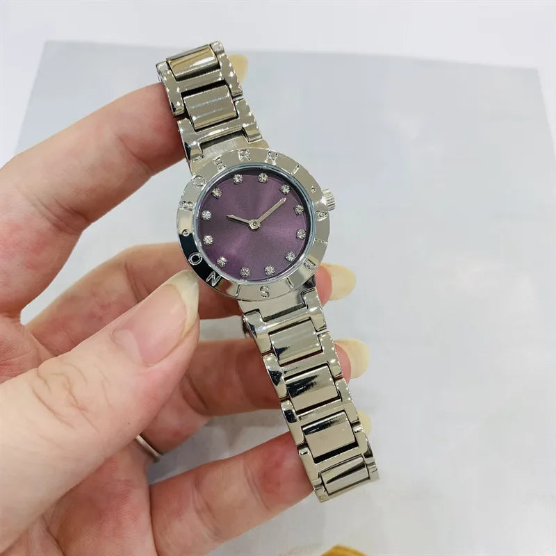IBSO Gold Diamond Embedded Ladies Watch Small Dial Waterproof Fashionable Quartz Stainless Steel Band Round Shape Luxury Brand