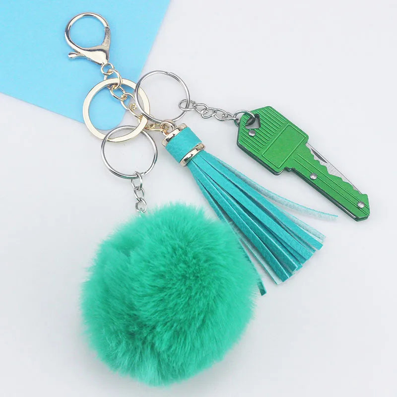 Simple Style Self-defense Solid Color Self-defense Pu Leather Self-defense Bag Pendant Self-defense Keychain