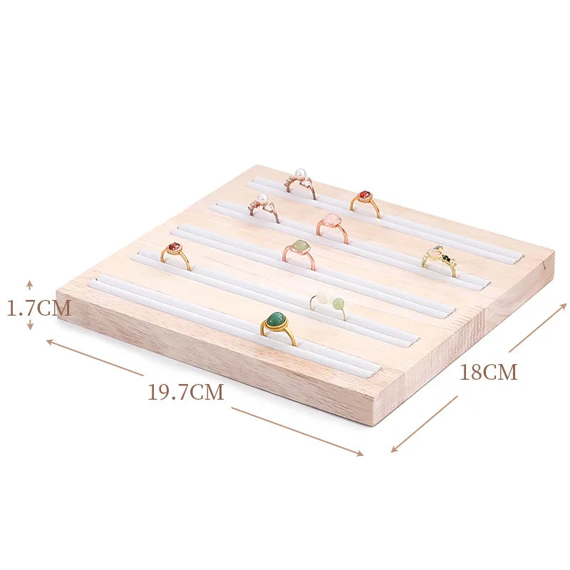 Elegant Wooden Jewelry Display Stand Ring Holder Multi-Functional Luxury Style Square Insert Plate Jewelry Accessory Showcase