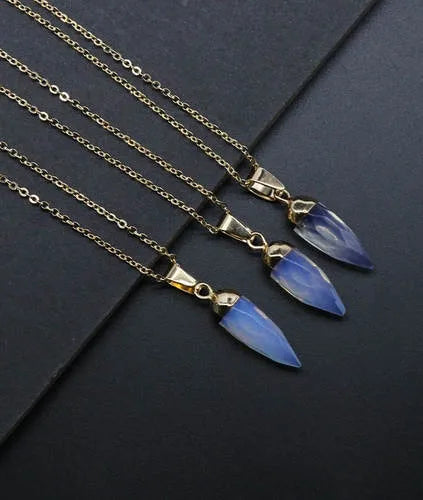 simple style chili natural stone polishing pendant necklace