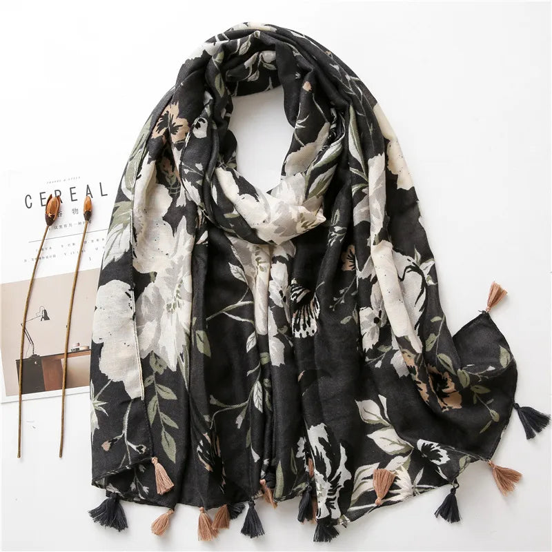 color flower print national wind cotton scarf scarves nhgd157609
