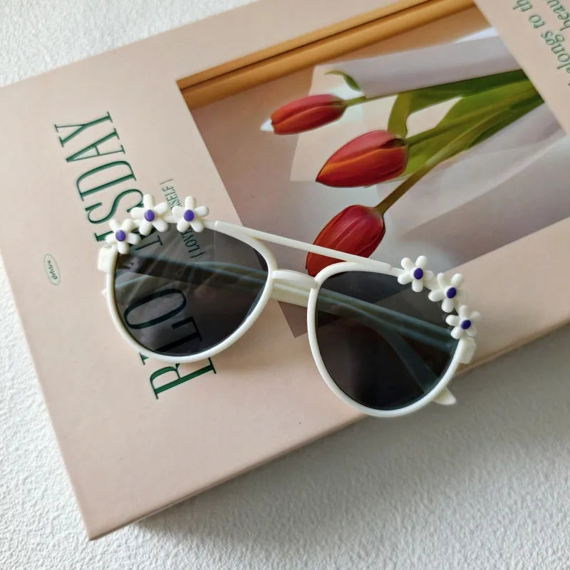Sweet Simple Style Round UV400 Protection Resin Special-Shaped Mirror Full Frame Kids Sunglasses