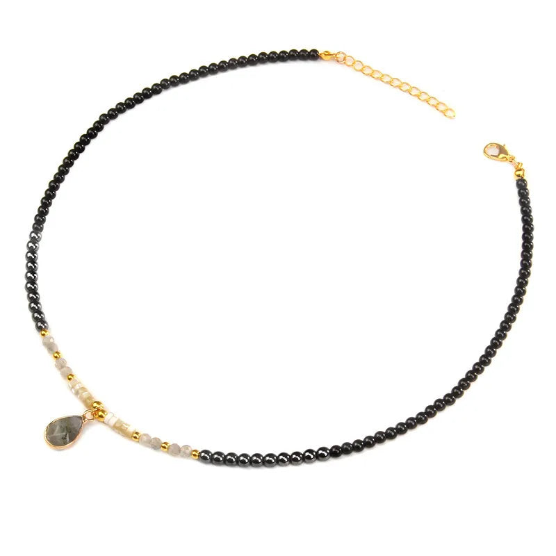 Elegant Geometric Alloy natural stone glass Pendant Necklace In Bulk
