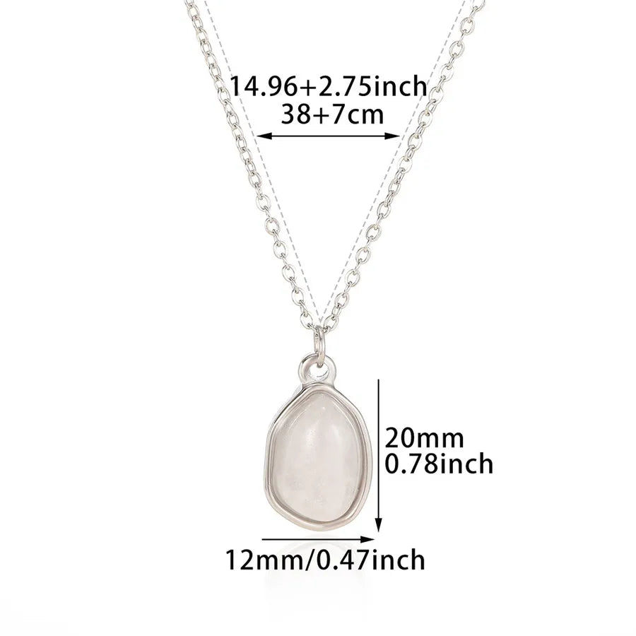 Wholesale Jewelry Casual Simple Style Geometric natural stone Titanium Steel Plating Pendant Necklace