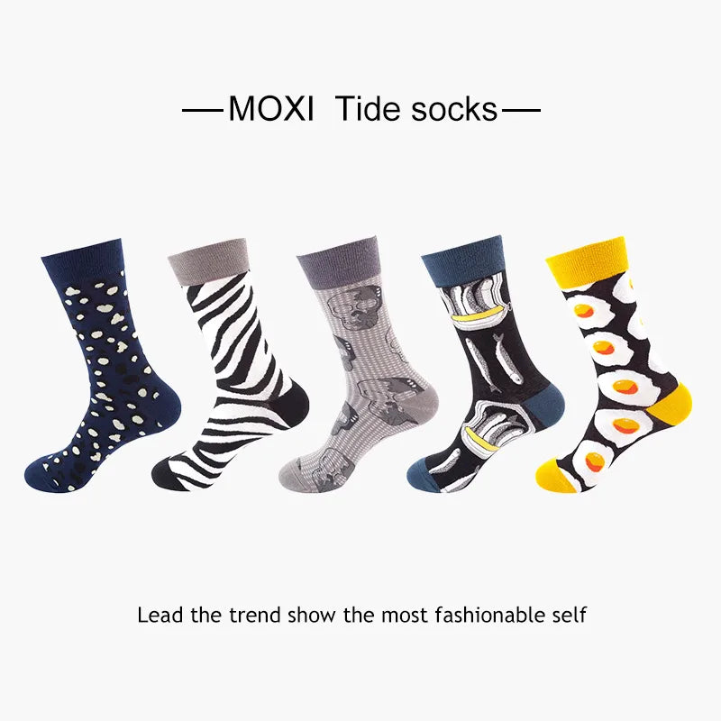 Halloween Modern Style Men's Printing Poached Egg Skull Cotton Ankle Socks A Pair