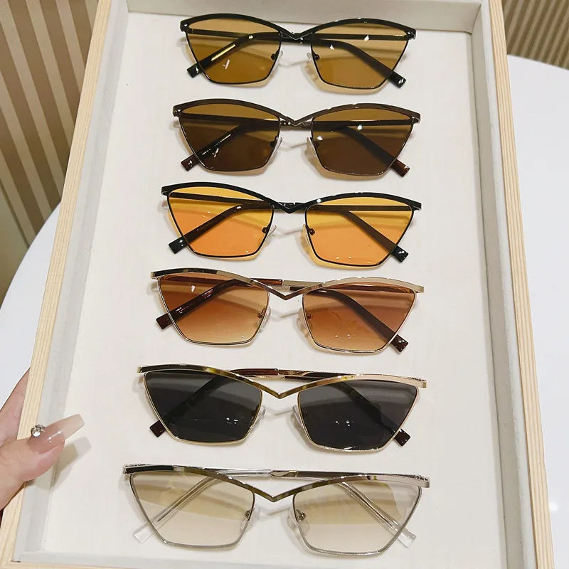 Simple Style Classic Style Solid Color Ac Cat Eye Full Frame Women's Sunglasses