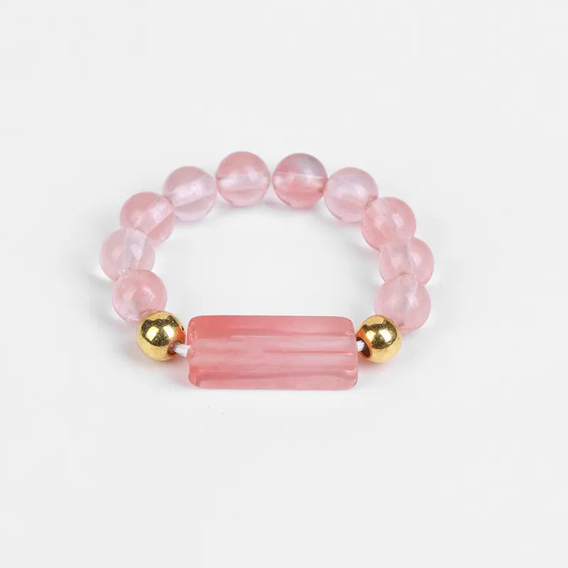 ethnic style round natural stone beaded rings 1 piece