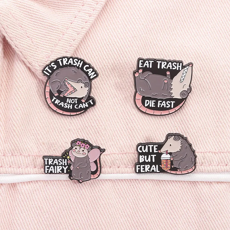 Creative Cartoon Cute Badger Mouse Hedgehog Goose Crow Dinosaur Alloy Baked Paint Shoe Cap Clothes Brooch Pin Children's Unisex