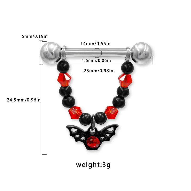 1 Piece Nipple Rings & Studs Hip-Hop Rock Animal Heart Shape 316 Stainless Steel  Alloy Copper Plating Inlay Rhinestones Zircon Black Plated