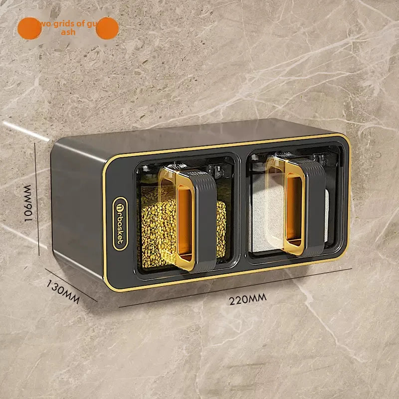 Seasoning box wall-mounted household kitchen pepper condiment storage box salt monosodium glutamate seasoning jar combination set