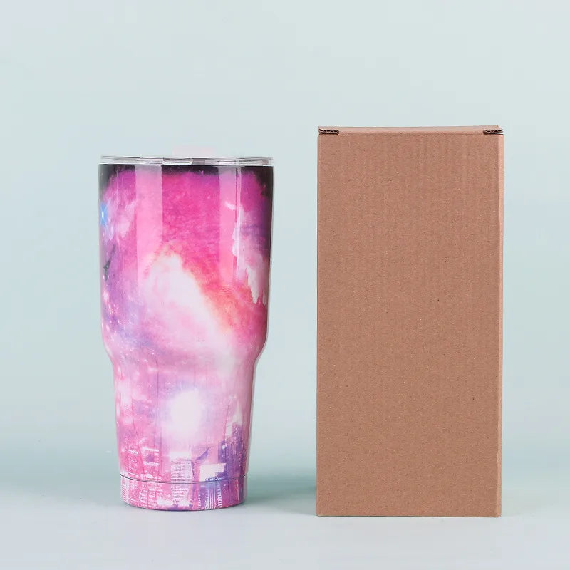 Outdoor Starry Sky Car Stainless Steel Beer Steins,  Paint Transfer 30Oz Cup, Vacuum Large Ice Cup, Printable Logo
