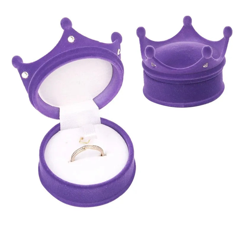 glam solid color flocking jewelry boxes