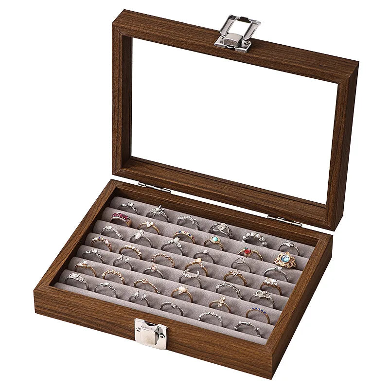 Luxury Small Walnut Wooden Jewelry Box With Lid Storage Organizer For Earrings Rings Necklaces Bracelets Displayed Jewelry