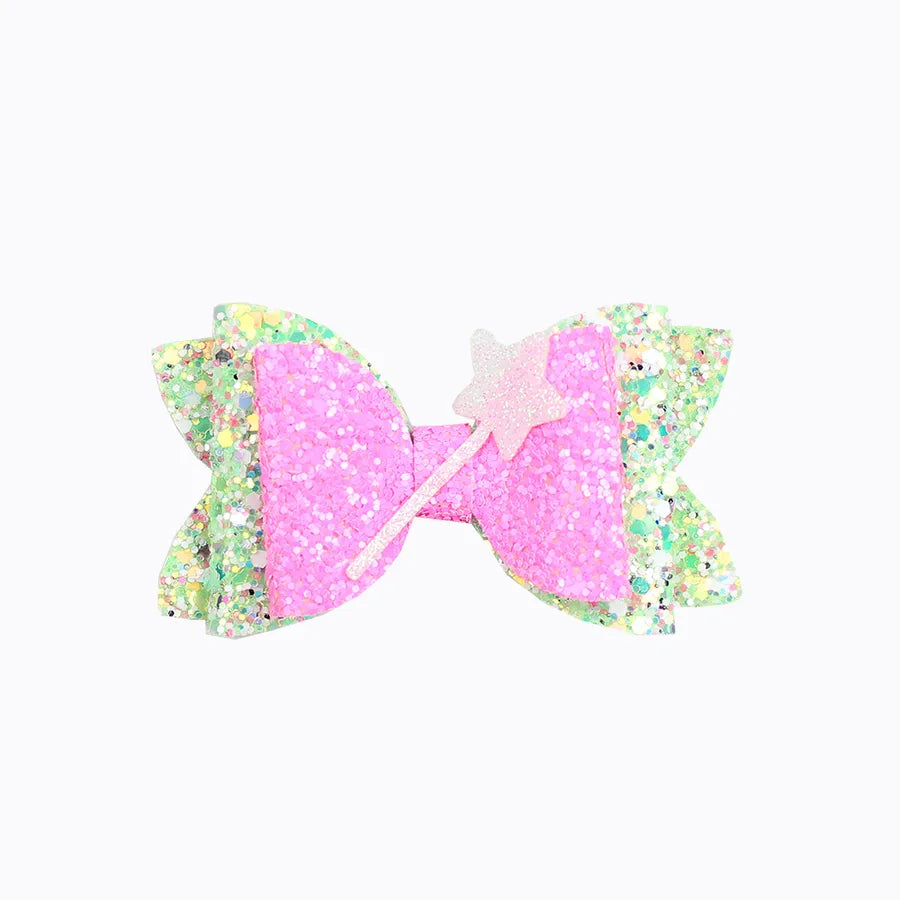 Magic Wicked Witch Hair Accessories Hairpin Pink Green Bow Children Girl Cute Hairpin  Explosions