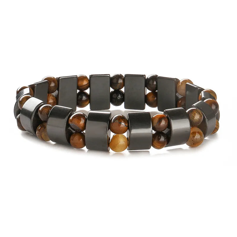 Retro Classic Style Geometric natural stone Tiger Eye black gallstone Bracelets In Bulk