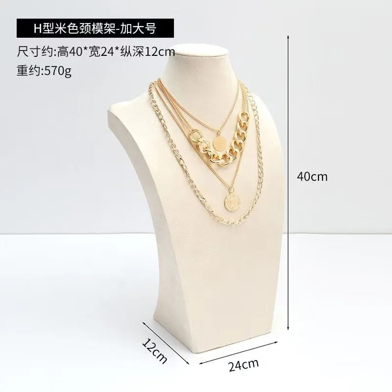 Modern Simplicity Jewelry Necklace Display Stand Counter Display Props Mannequin Pendant Holder Velvet Leather Material
