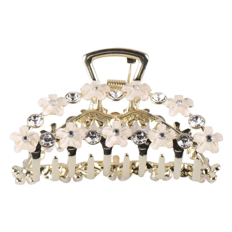vintage style flower zinc alloy plating inlay zircon hair claws