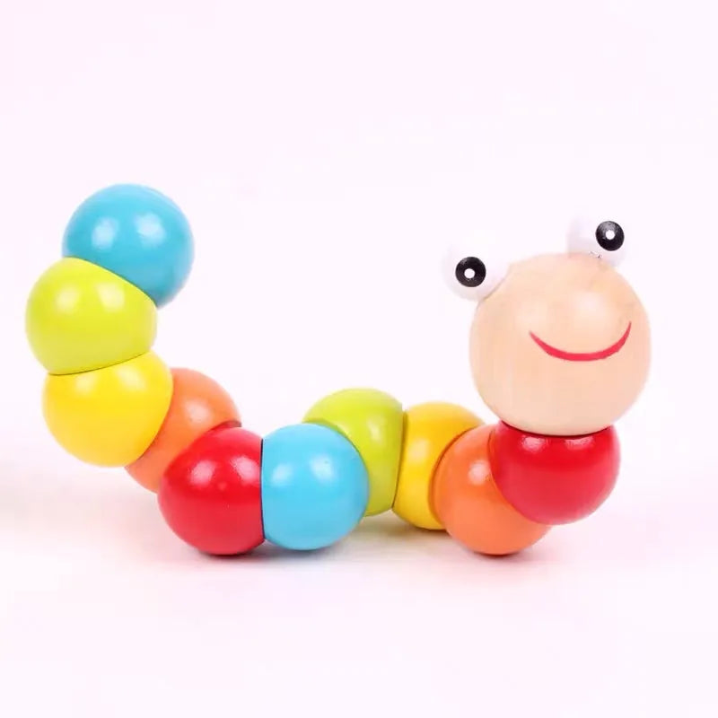 Educational Wooden Colorful Twisty Worm Model DIY Simulation Toy For Children Preschoolers Baby Intelligence Development Blocks