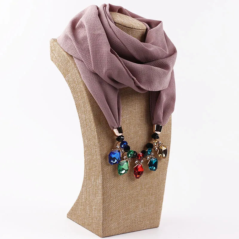 women's elegant solid color chiffon tassel scarf