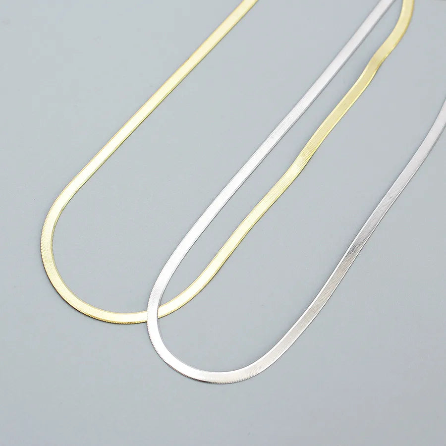 925 Sterling Silver cuban link chain Plating Solid Color Necklace