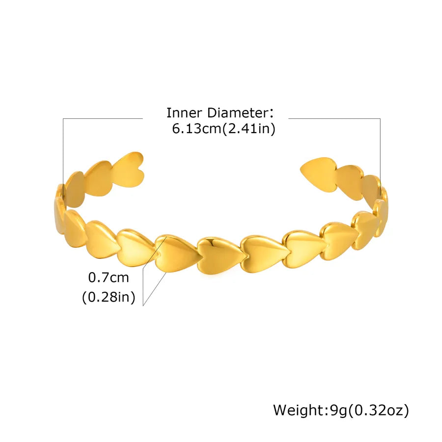 IG Style Casual Simple Style Heart Shape 201 Stainless Steel 18K Gold Plated Bangle In Bulk