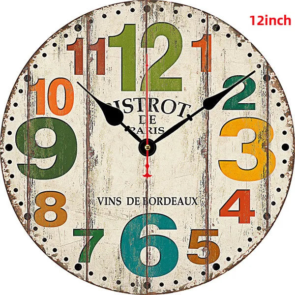 A generation of  wall clock retro simple wooden clock wall hanging decorative round clock creative mute clock