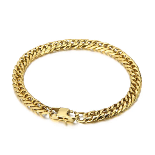 1 piece hip-hop solid color titanium steel plating 18k gold plated men's bracelets