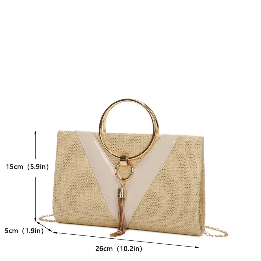 Women's Straw Geometric Elegant Streetwear Square Magnetic Buckle Handbag Evening Bag Straw Bag