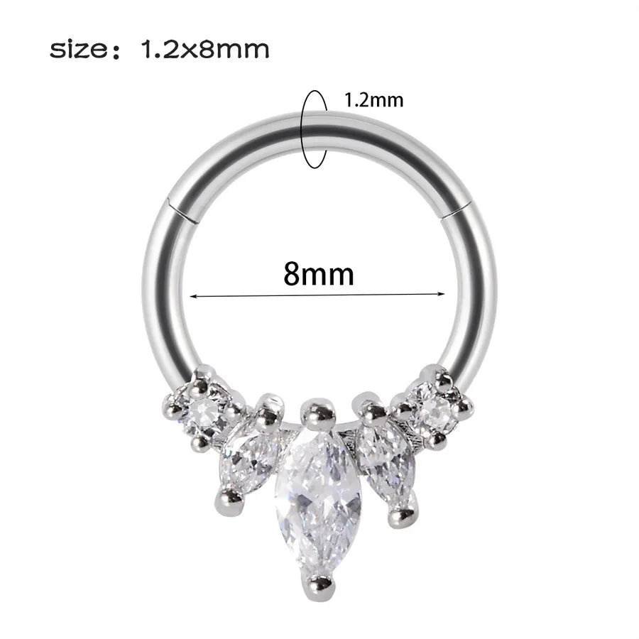 1 Piece Nose Rings & Studs Hip-Hop Round 304 Stainless Steel Rhinestone Copper Plating Rhinestones Zircon