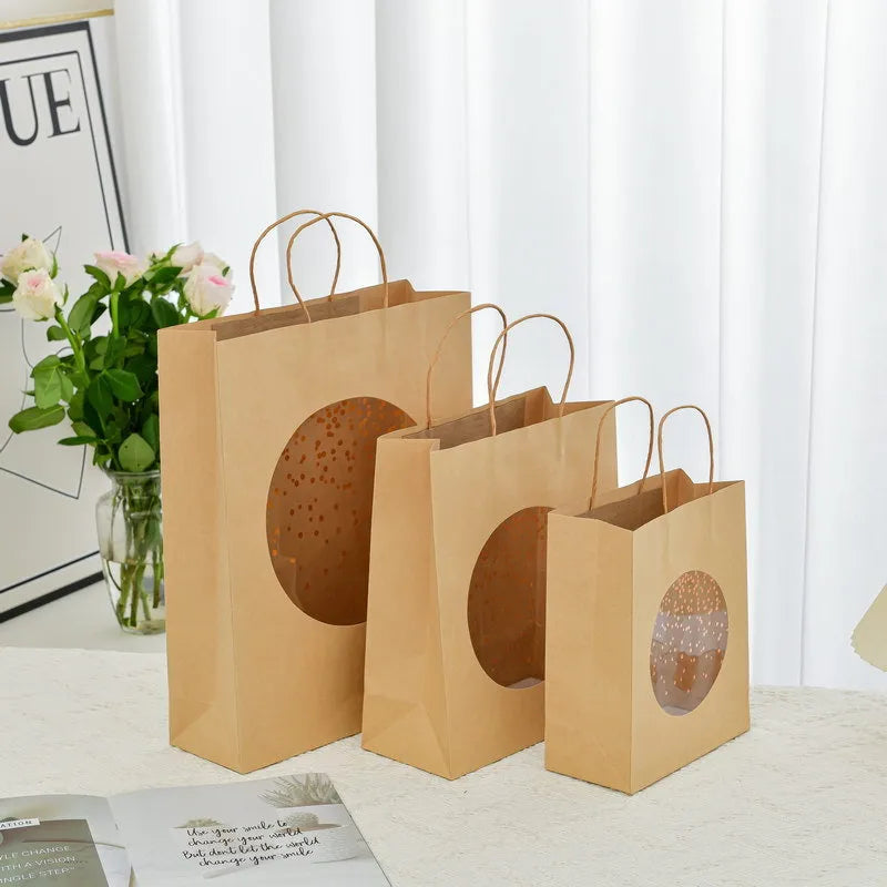 Creative Kraft Paper Gift Bag Handbag Window Shopping Birthday Simple Packaging Gift Bag