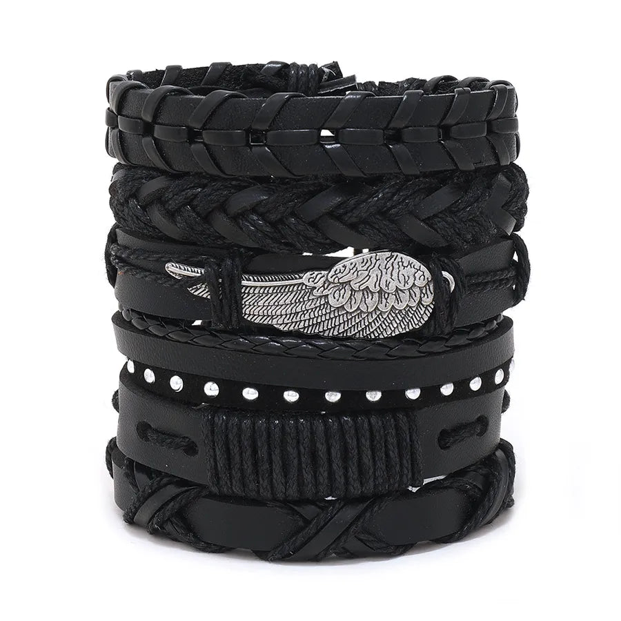 hip-hop solid color pu leather men's bangle 1 piece