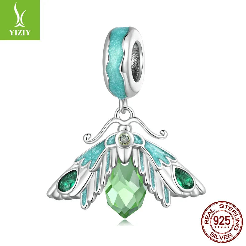 1 Piece 925 Sterling Silver White Gold Plated Butterfly Bird DIY Jewelry Accessories Pendant Beads