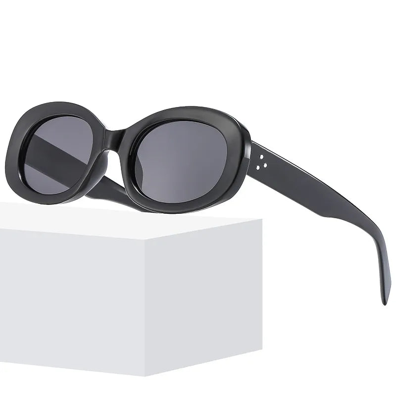 retro solid color ac oval frame full frame men's sunglasses