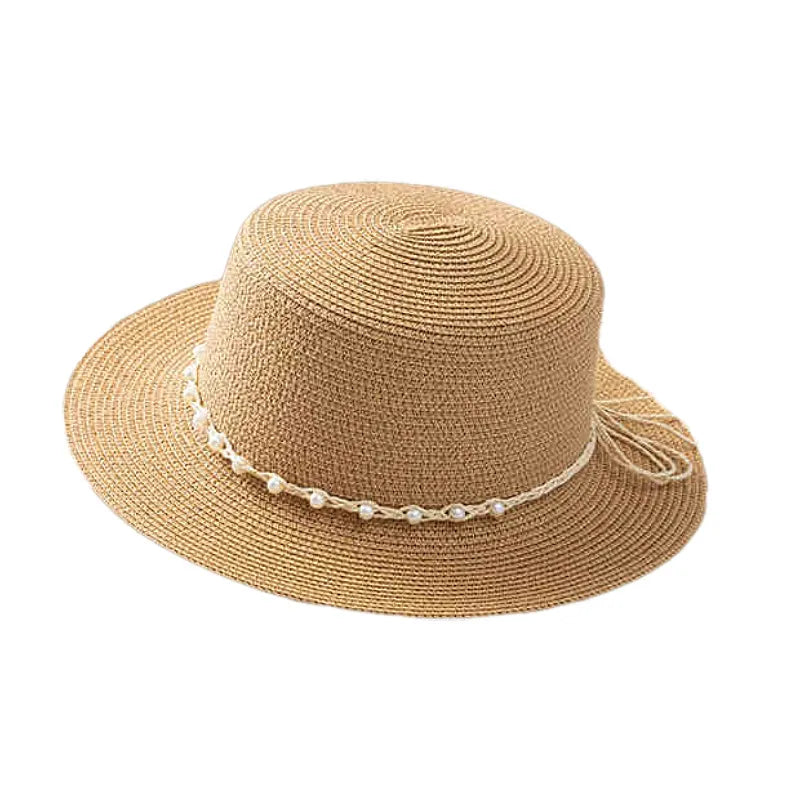 Women's Hawaiian Tropical Shell Flat Eaves Straw Hat