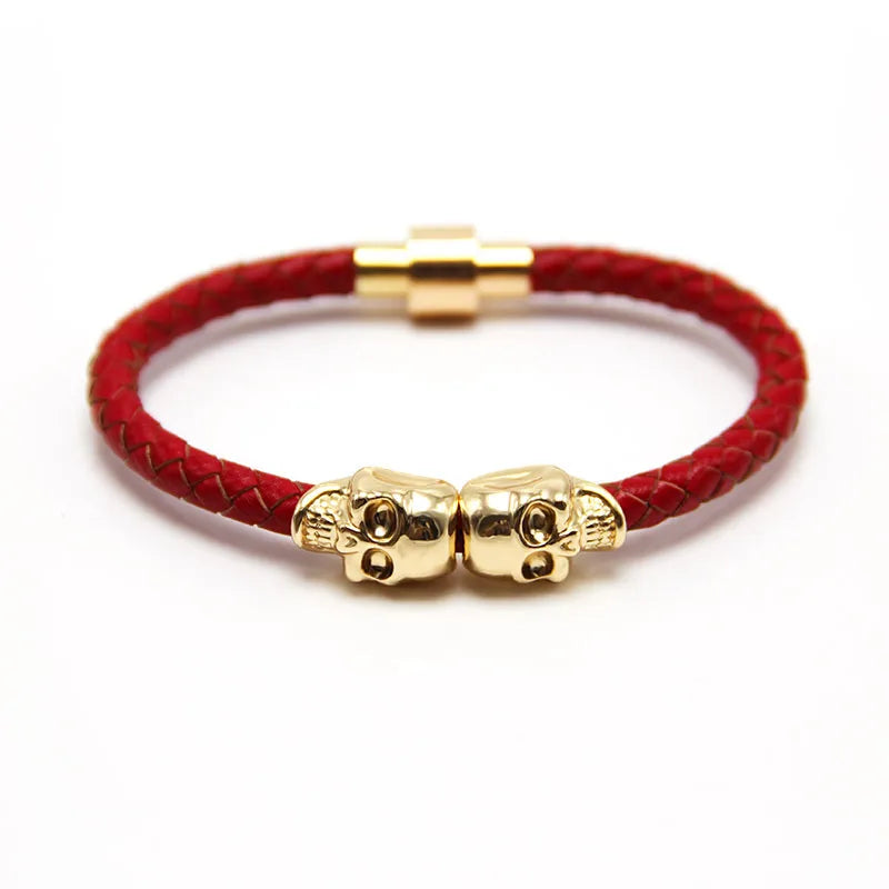 Punk Skull Leather Copper Halloween Men's Bangle