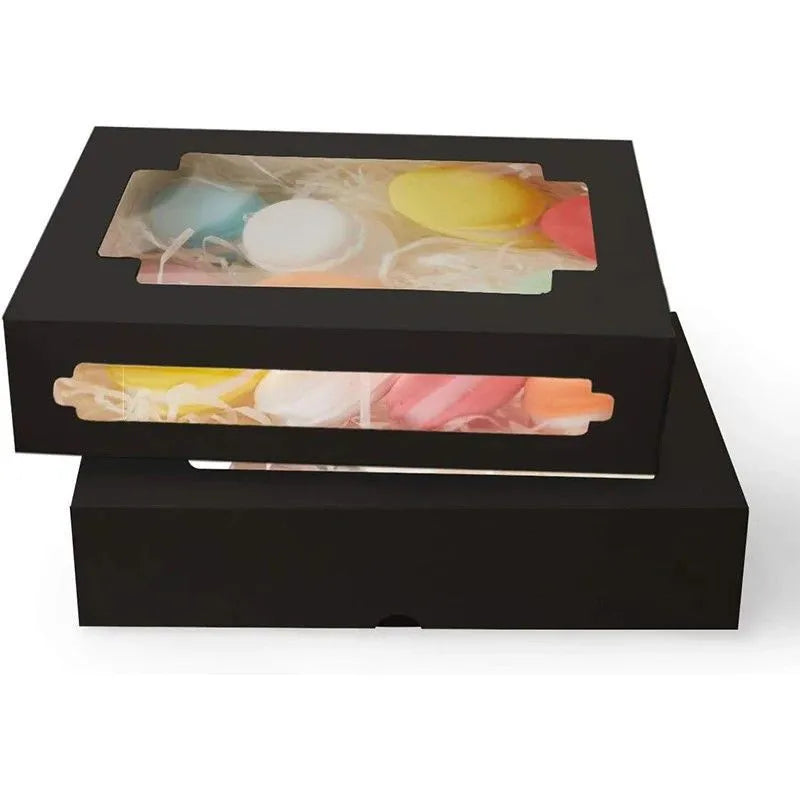 Window Opening Cake Box White Card Macaron Pastry Packaging Paper Box Dessert Food Baking Disposable Paper Cup