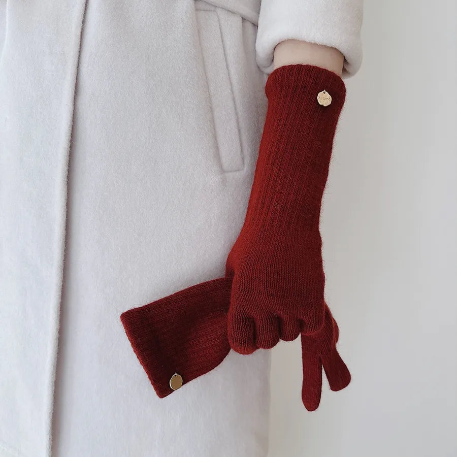 High Quality Bear Fur Wool Winter Long Warm Gloves Women's Touchscreen Compatible Soft Versatile Luxury Feel Elegant Business Style