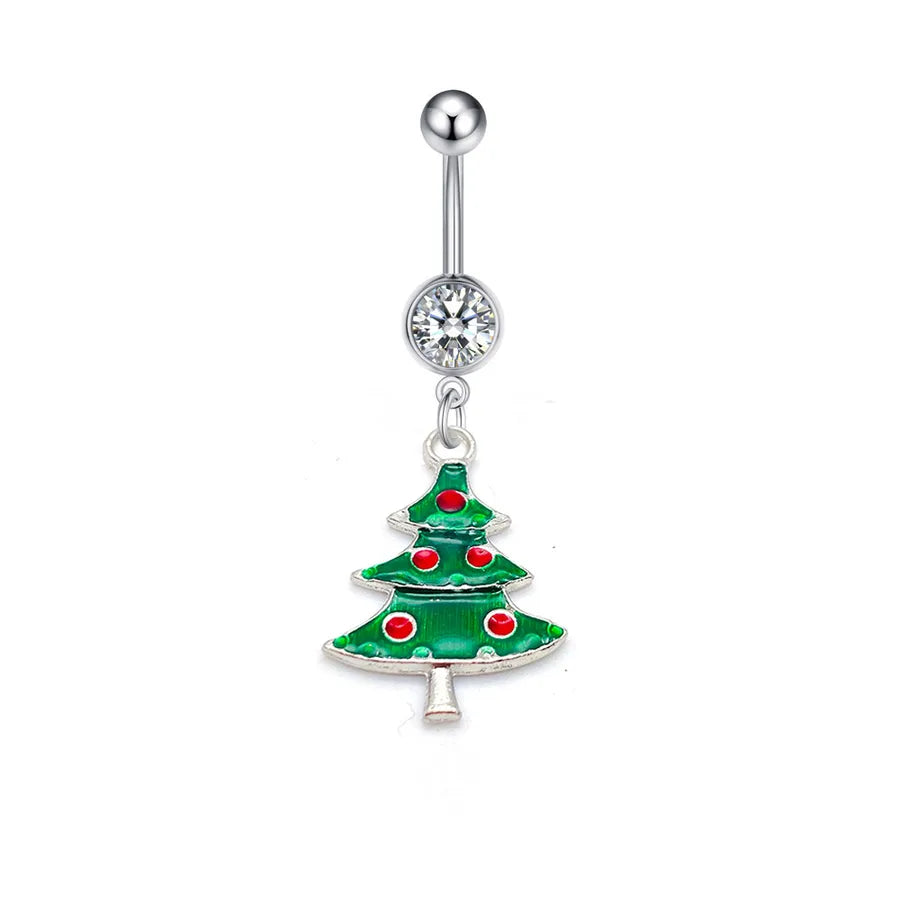 Christmas Belly Button Ring Stainless Steel Belly Stud Santa Claus Snowflake Deer Pendant  Navel Jewelry
